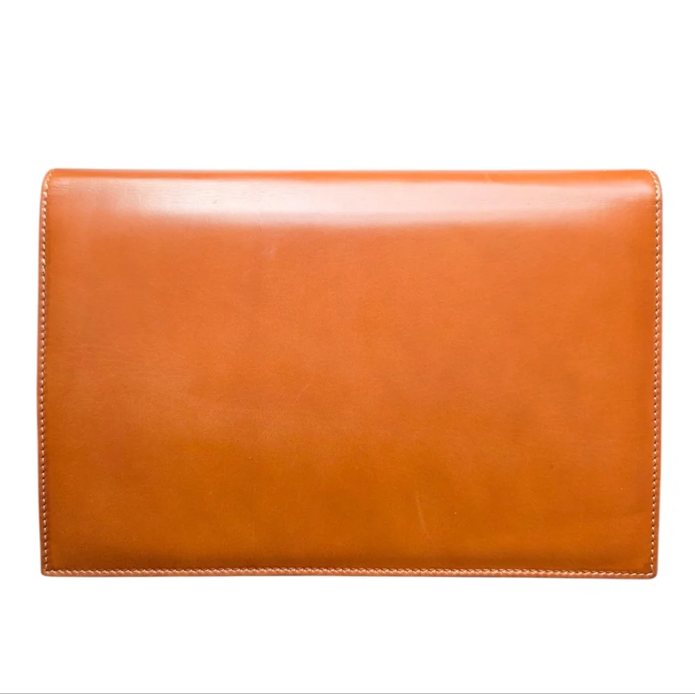 Vintage Gucci Cognac Leather Chain Shoulder Bag Envelope Clutch Purse - Picture 7 of 17